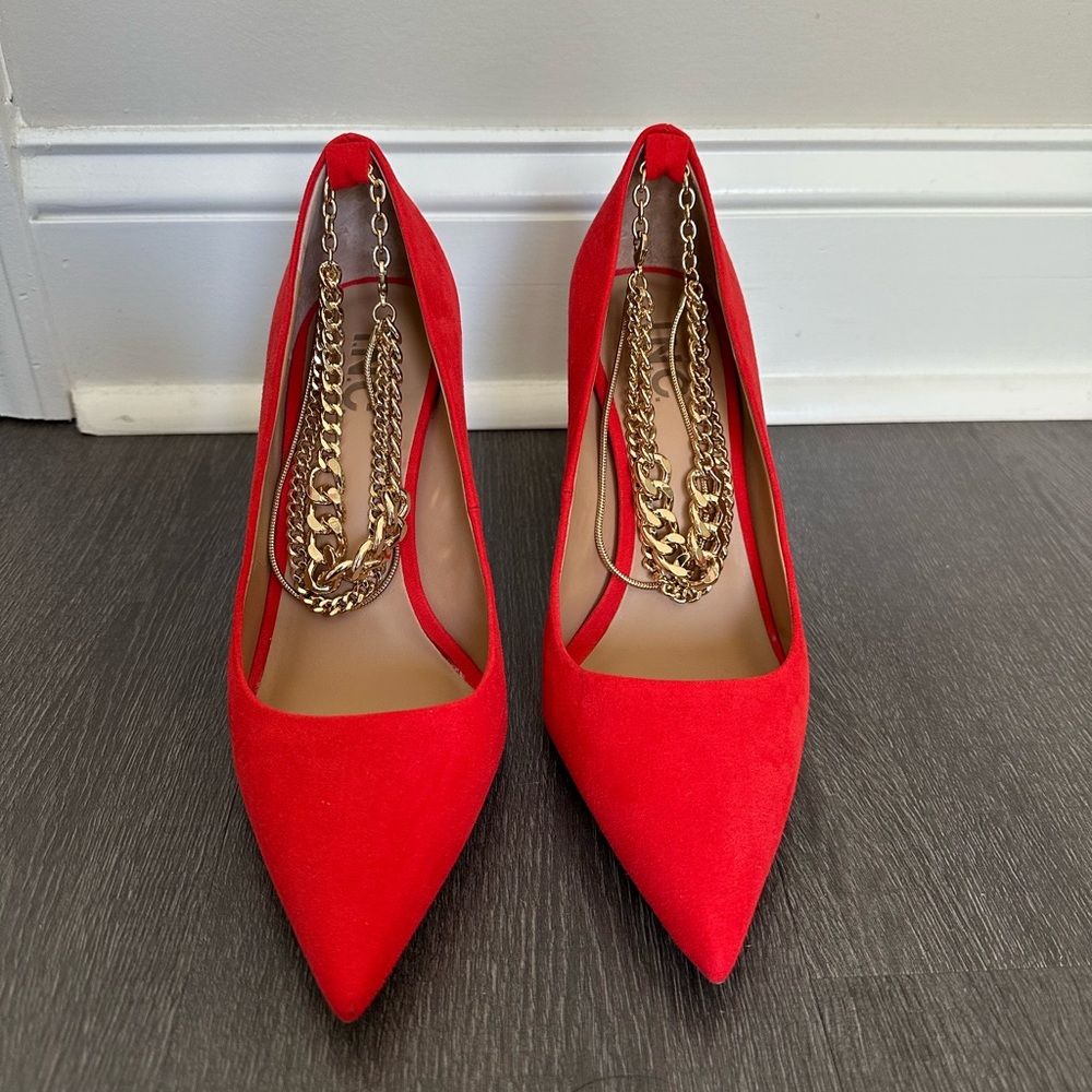 INC red heels with gold chains - Picture 2 of 3